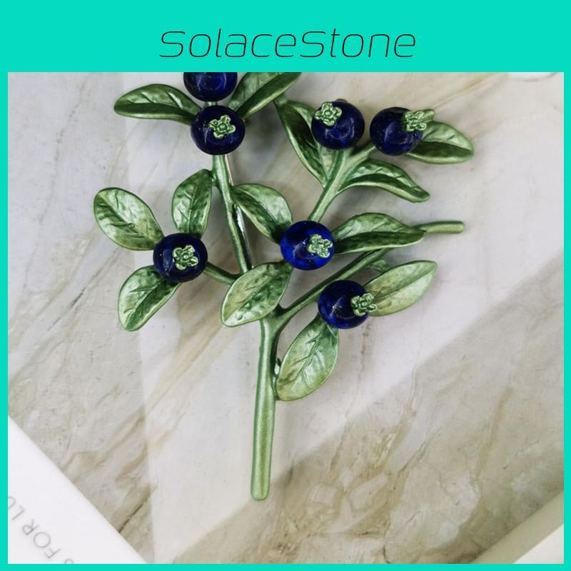 Blueberry Fruit Brooch Pin With Enamel Coating For Women Elegant Wear