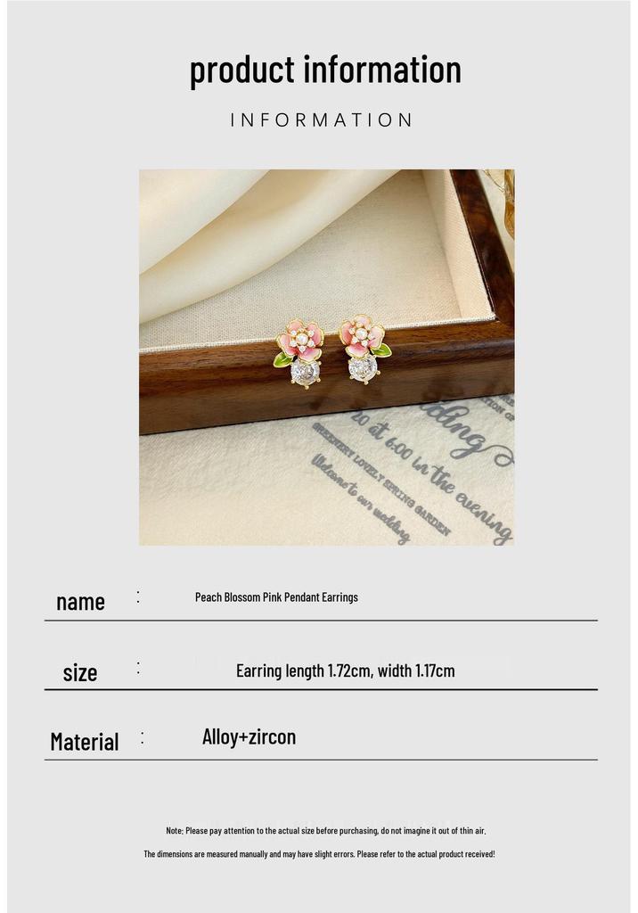 Pink Flower Cubic Zirconia Pearl Stud Earrings - 2026 New Stylish Light Luxury Niche Design for Women