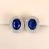 Huitan Noble Blue Cubic Zirconia Stud Earrings for Lady Ear Piercing Modern Fashion Design Eternity Women Earrings Bulk Jewelry
