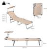 Folding Sun Lounger Set Of 2 With Canopy Reclining Sunbed With 4 Position Adjustable Backrest 600D Oxford Cloth