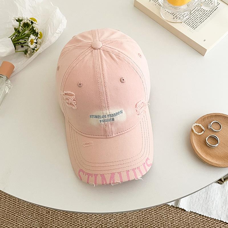 Letter Embroidered Baseball Cap Women'S Spring And Summer Face Small Edging Peaked Cap Edging Sunscreen Cap