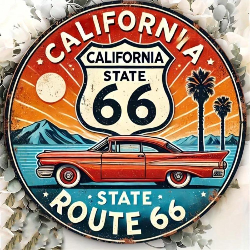 Винтажная металлическая жестяная табличка Route 66 Калифорния Настенное искусство Домашний бар Декор гаража