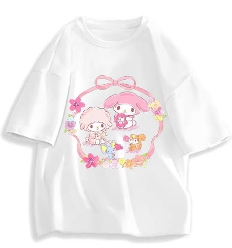 2026 Новая Мода Круглый Вырез Короткий Рукав Футболка Весна Лето Sanrio My Melody Женская Футболка Унисекс Модный Милый Топ Одежда