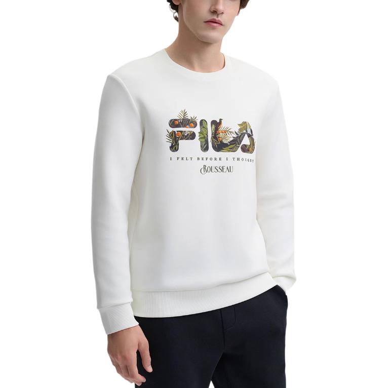 Fila X Rousseau Серия Наследие Модный Простой Удобный Свитшот с Круглым Вырезом Американский Свитшот Мужской свитшот Облако-Гриб-Белый F11M448219F-WT