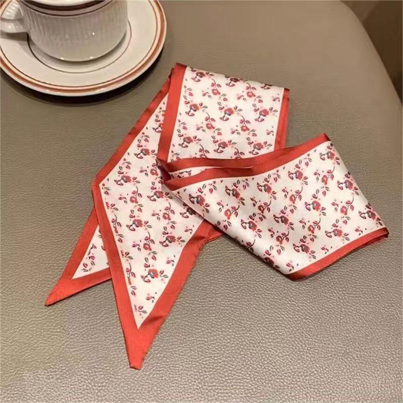 Маленький белый и нежно-зеленый шелковый шарф для женщин, тонкая лента, повязка на голову, резинка для волос, украшение для сумки, длинный