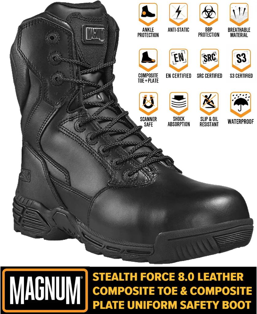 MAGNUM Stealth Force 8.0 S3 Leder - Herren Einsatz Sicherheitsstiefel Boots Schwarz M801429-021 ORIGINAL