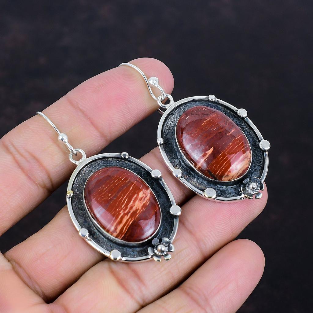 Серьги из красной змеиной яшмы, серьги из стерлингового серебра 925 пробы, серьги из натуральных драгоценных камней для женщин, подарки для мамы, стильные серьги ручной работы