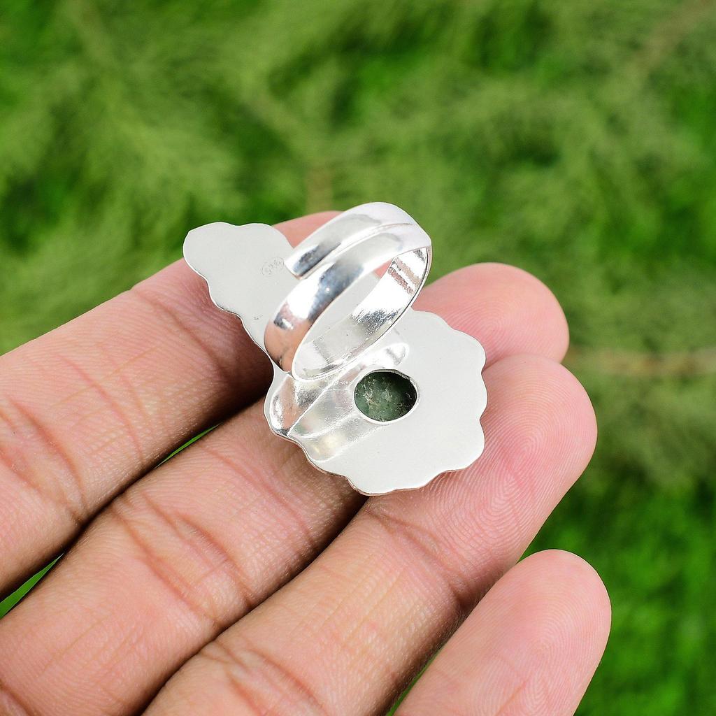 Gift For Her 925 Silver Natural Ruby Zoisite Stackable Flower Adjustable Ring