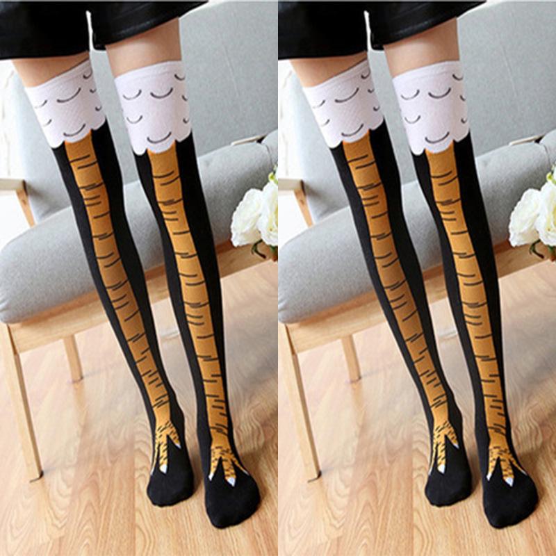 Забавные носки с куриными лапами: Новинка Тонкие чулки на Хэллоуин для женщин и мужчин - Дизайн ноги страуса и курицы