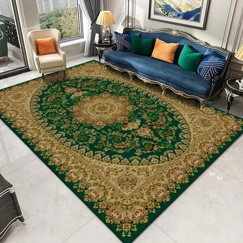Luxury Persian Retro Carpets for Living Room Green Decoration Large Area Rugs for Bedroom Big Size Soft Customizable Floor Mats
