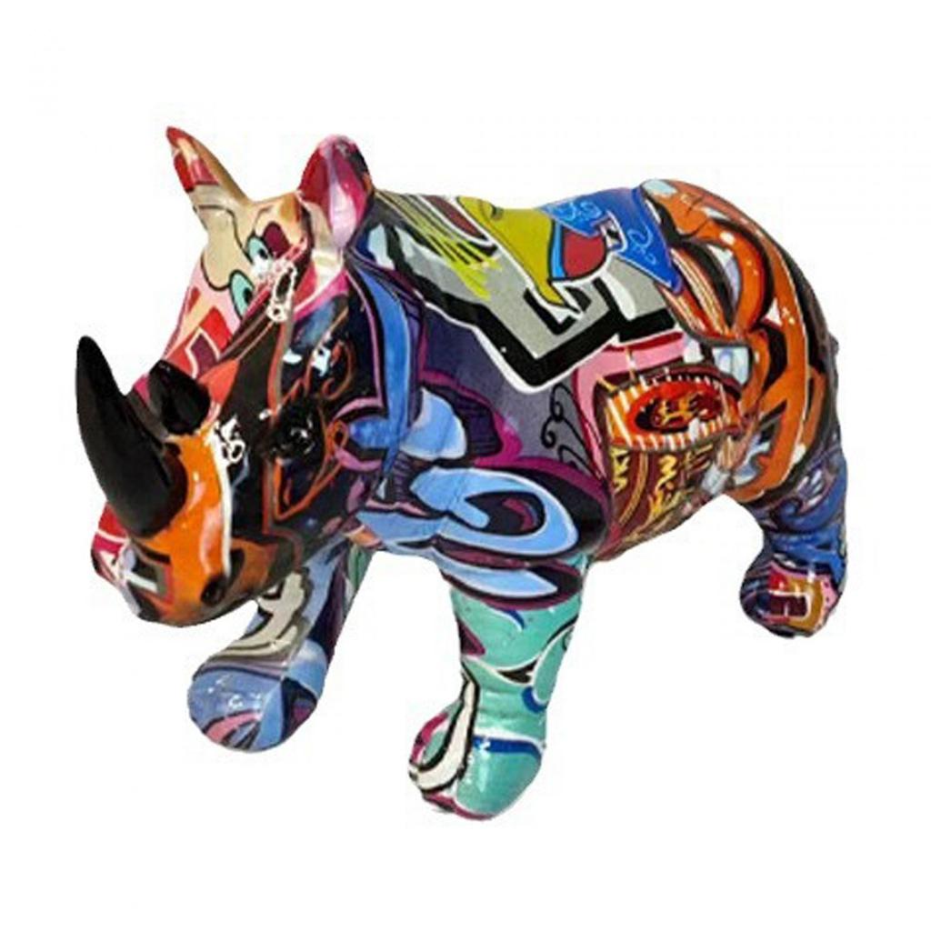 Rhinoceros Statue Resin Abstract Art Sculpture for Living Room Desk Holidays