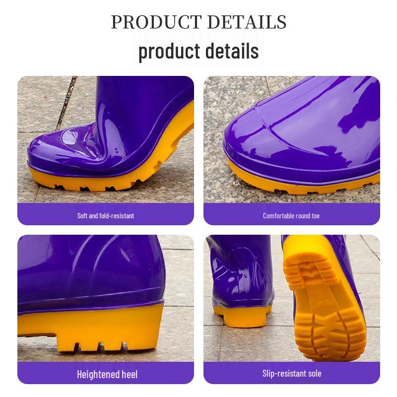 Waterproof Women's Fashion Long Rain Boots - Wear-resistant, Non-slip Rubber for Commuting or Kitchen Use