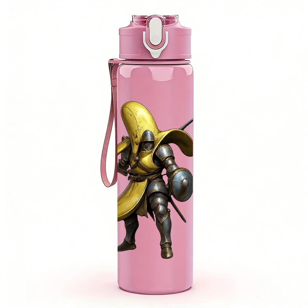 1PC Banana Warrior Character Art 750ml Color Plastic Sports Water Bottle Leakproof Flip Straw Lid Suitable for Sports Office Home Use
