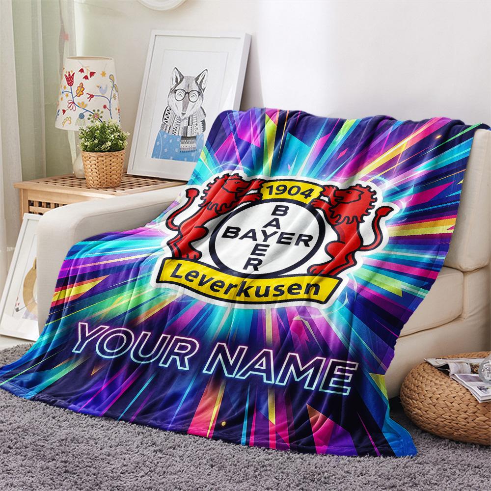 Custom Name Bayer Leverkusen Flannel Blanket, High quality Comfortable for All Seasons, Home Decor, Warmth and Comfort