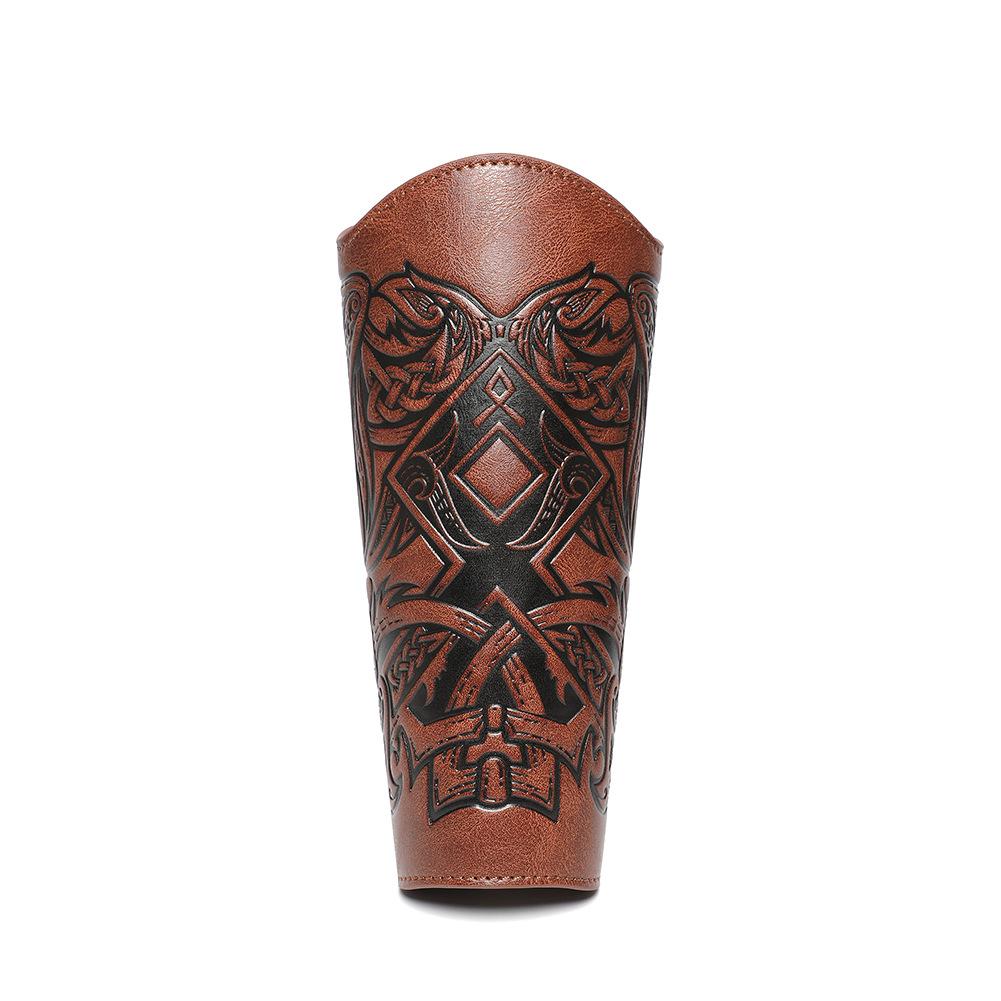 2Pcs Medieval Embossed Vintage Bracers, Knight Faux Leather Arm Guards, Cosplay LARP Stage Costume Accessories Wrist Protectors