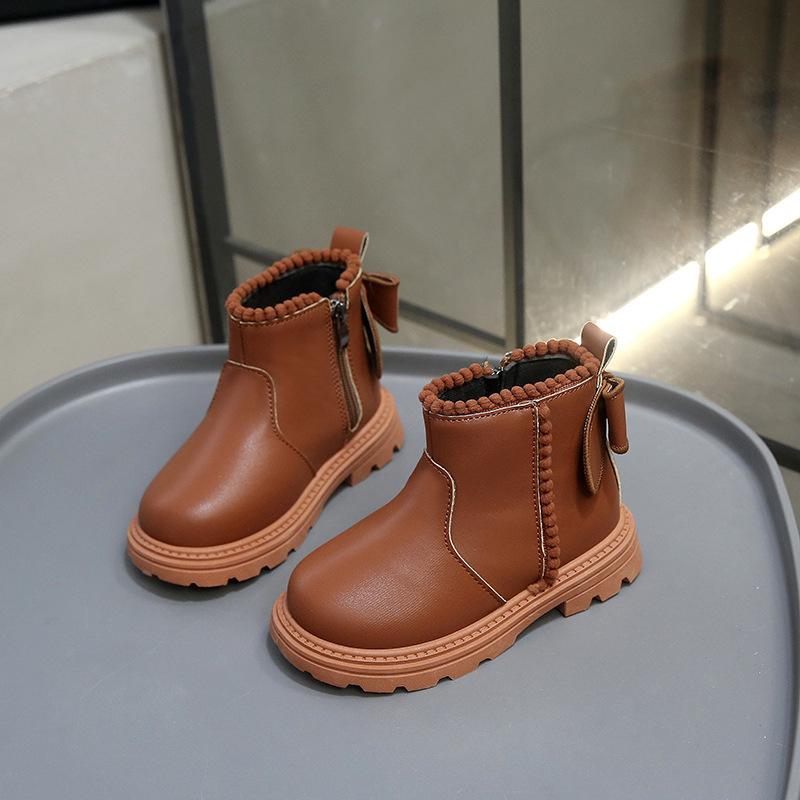 Осенне-зимние детские короткие ботинки, супер теплые ботинки для мальчиков и девочек, детские ботинки из искусственной кожи, модные ботинки для малышей, детская зимняя обувь