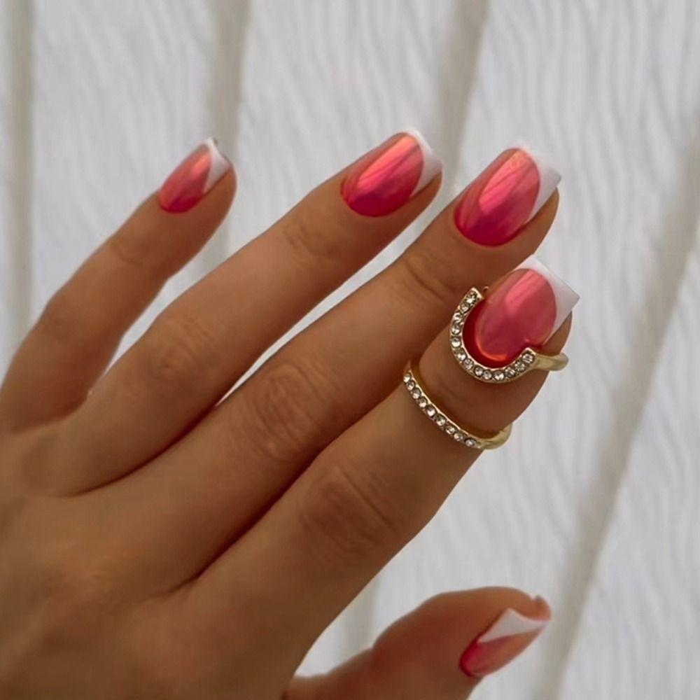 Цветочные накладные ногти Короткие круглые кончики ногтей Съемные накладные ногти для салона