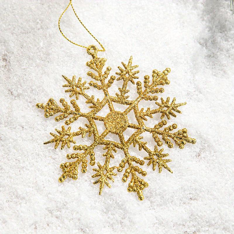 12pcs Christmas Snowflake Ornaments, Plastic Snowflake, Glitter SnowFlakes, Xmas Tree Pendant, Snowflake for Christmas Tree