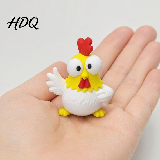 Настольный антистресс 3D-печатная фигурка мультяшного петуха Мини Милое животное с большими глазами