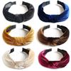 Wide Edge Headband Fabric Knotted Solid Color Gold Velvet Headband Women'S Velvet Hair Accessories