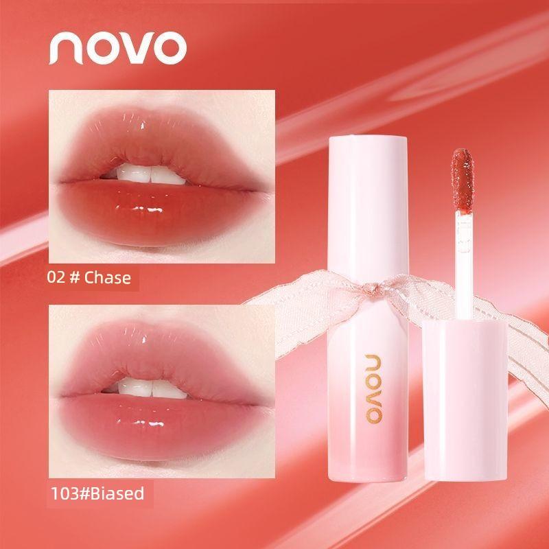 Novo Lip Lacquer Mirror Water Light Pure Desire Glass Lips Do Not Fade No Stain on Cup Lip Gloss Nude Color Series Lipstick Student Cheap