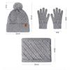 Вязаная шапка, женская, зимняя шапка, двухслойная, шарф, для улицы, теплая шапка, вязаная шапка, перчатки, набор из трех предметов