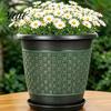 Flower Pots with Drainage 12" Planter Pot Saucer, Thickened Plastic Anti-Aging Large Garden Containers Holes, Woven Texture, Plant for Indoor