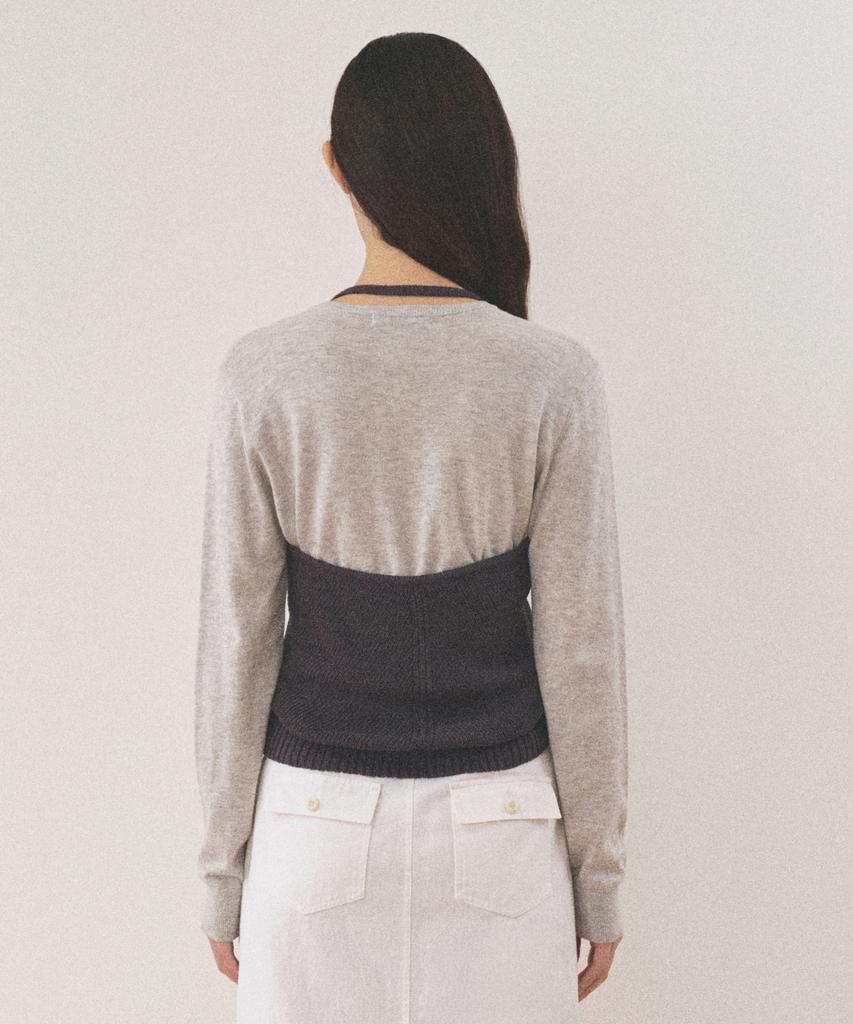 Вязаный жилет с вырезом-халтер Manggomaenipeullijeu Konni_Угольный