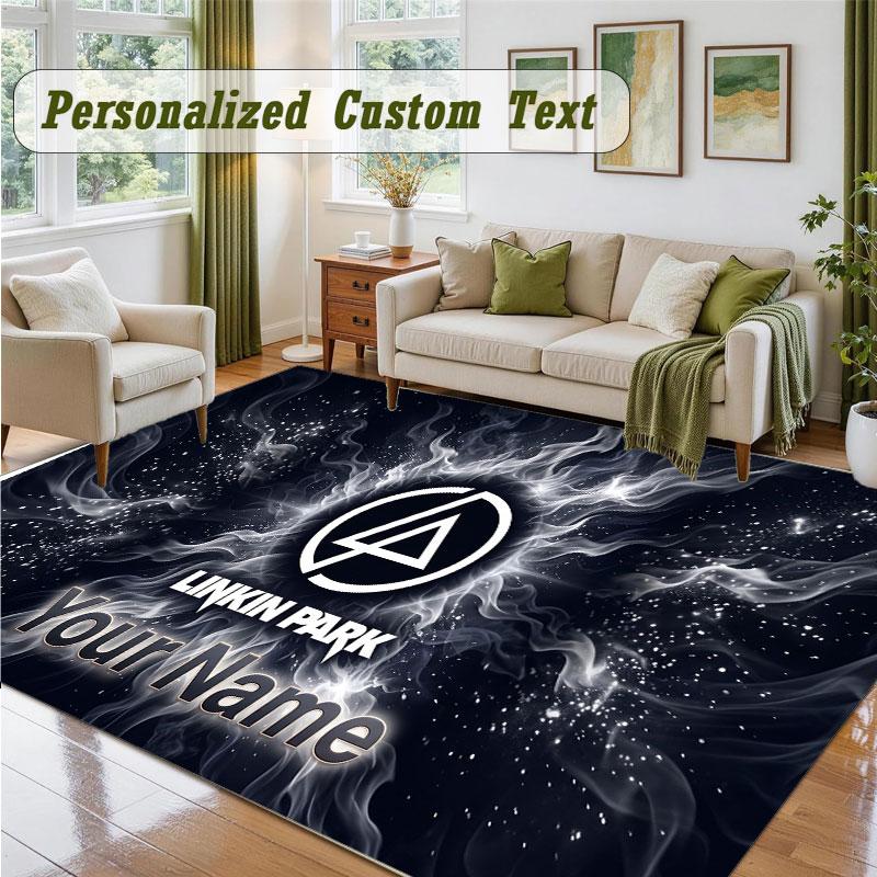 Crystal Velvet Square Rug Custom NameLinkin Park Pattern Non Slip Home Floor Decor Rug