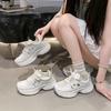 Женские кроссовки на платформе, увеличивающие рост, 2025 новинка, универсальные, в парижском стиле, повседневные, серебристые, весенне-летние, жареные уличные, на шнуровке, маленькие кроссовки
