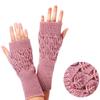 Anti-UV  Leave Winter Autumn Knitted Fingerless Gloves Women Mittens Half Finger Gloves