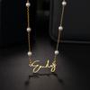 Atoztide Custom Name Necklace for Women Imitation Pear Chain Stainless Steel Jewelry Clavicle Choker Personalized Christmas Gift