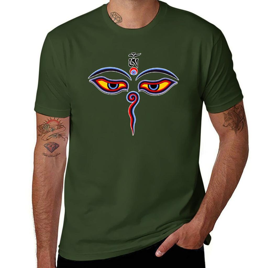 Wisdom Eyes Of Buddha Bodhnath Temple Eyes Tshirt Blacks Customs Tops Plus Sizes Designer T Shirt Unisex