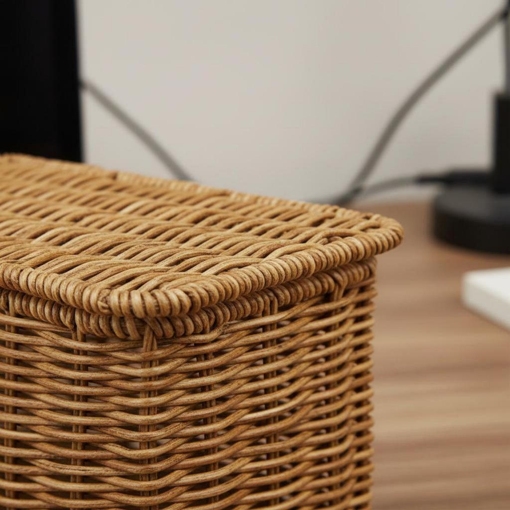 Cables Cover Box Versatile Woven Easy to Clean Desktop Wire Management Basket