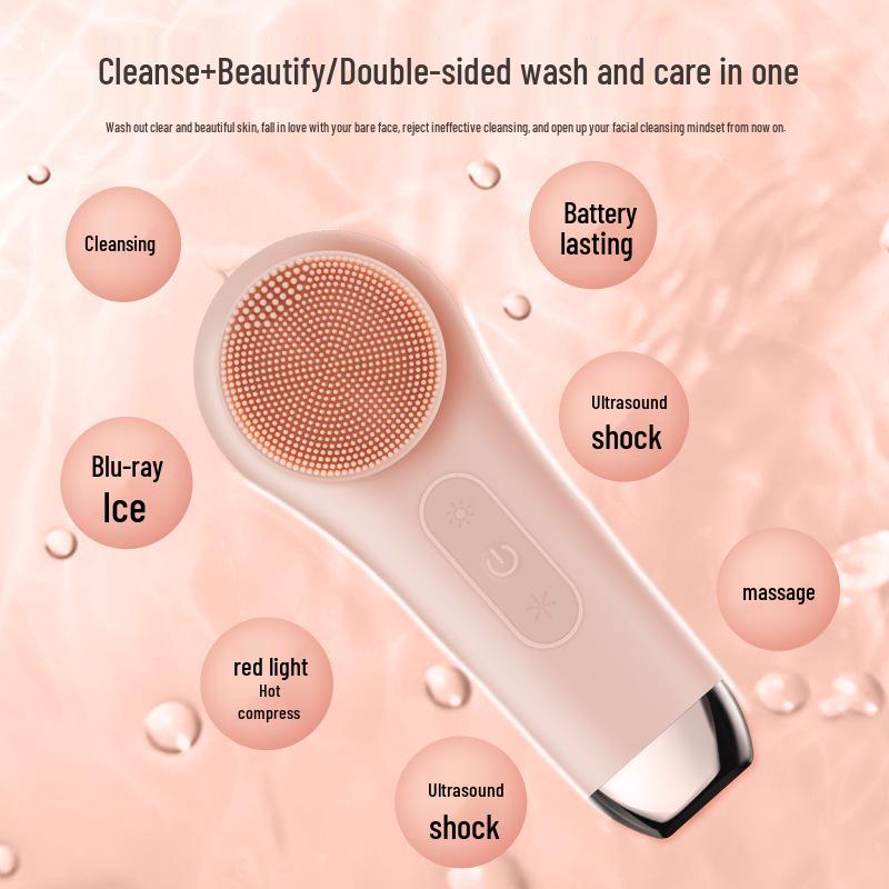 Electric Facial Cleansing Brush with Vibration and Hot/Cold Compress for Deep Pore Cleansing