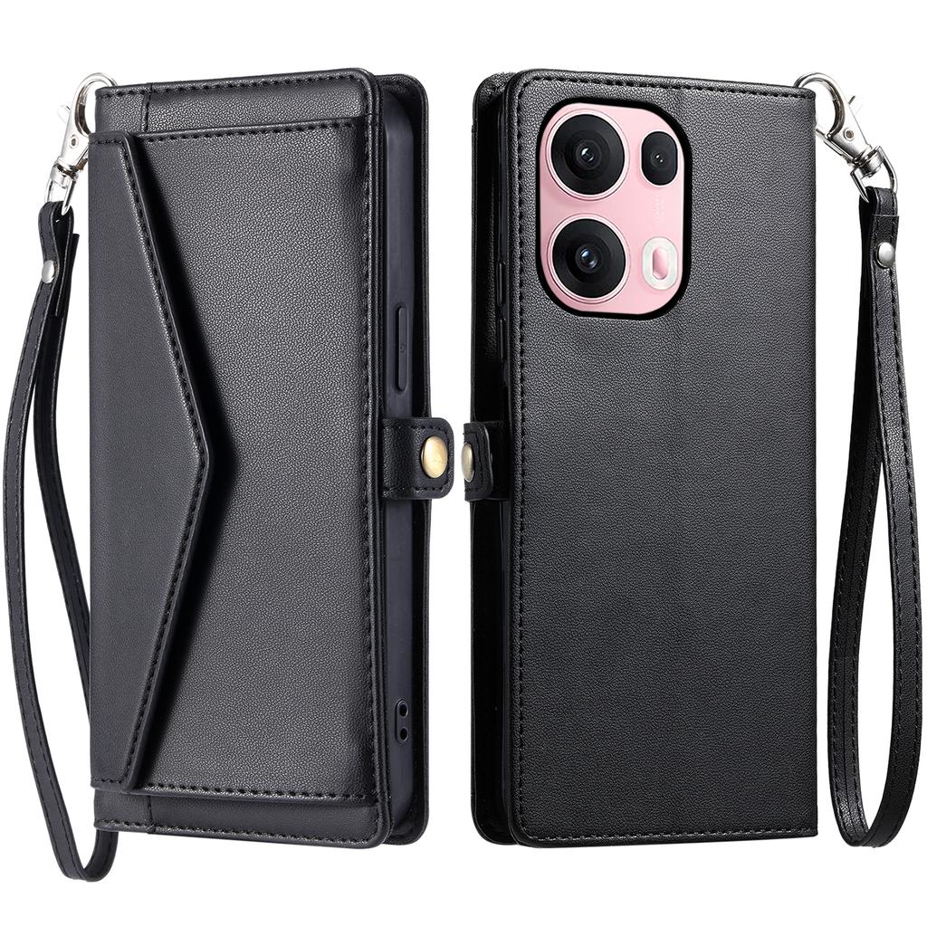 For Oppo Reno13 Pro 5G Leather Case with Wrist Strap Wallet Stand Phone Cover