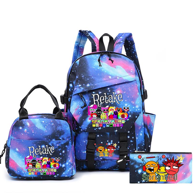 Новый рюкзак для подростков с принтом «звездное небо», набор из трех предметов, мужской и женский