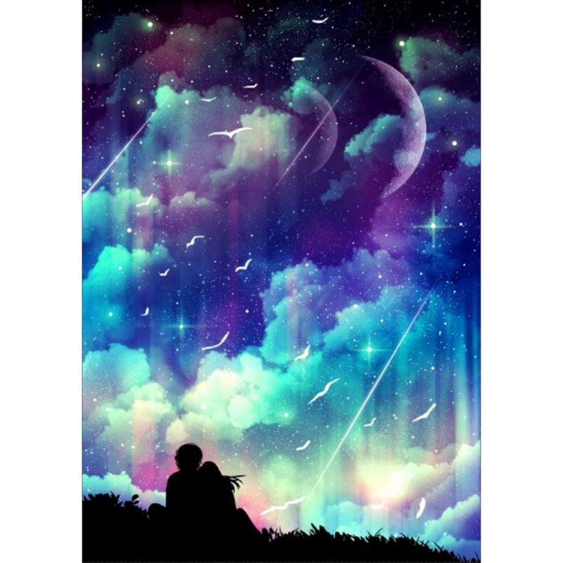 5D DIY Полный Алмазный Любовник под Луной Красота Сцена Вышивка Картина Крест Комплект Домашний Декор