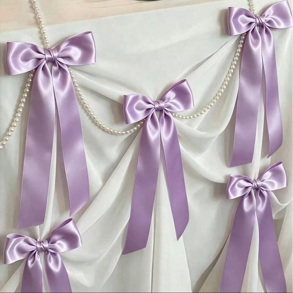 Faux Pearl Bowknot Banner Hanging Pendant Reusable Bow Beaded Garland  Birthday Decor