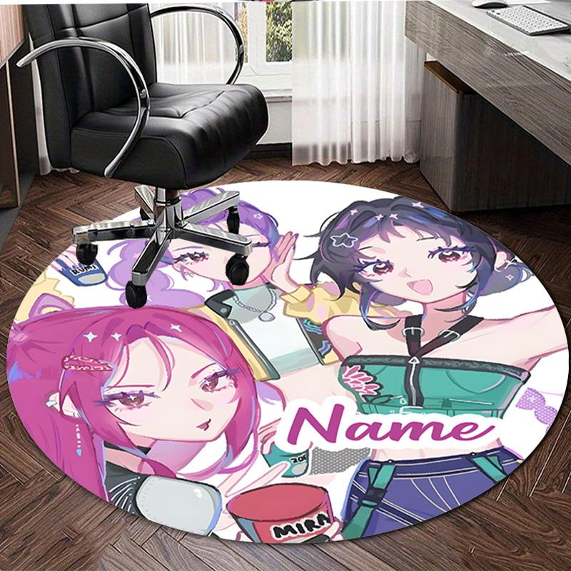 Personalized K-KPop Demon Hunters Round Chair Office Rug - Perfect for Mat, Office Chair & More - Ideal Gift for Birthdays and Holidays