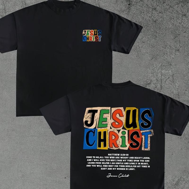 Trendy Street Jesus Christ Letter Graphic Printed Men's T-shirt Summer New Style Unisex Casual T-shirt