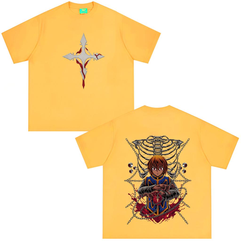 Japanese Anime Hunter X Hunter Kurapika Tee Tops Summer Men's Women Wears Casual Loose Tshirts Summer Loose Couple Streetwears