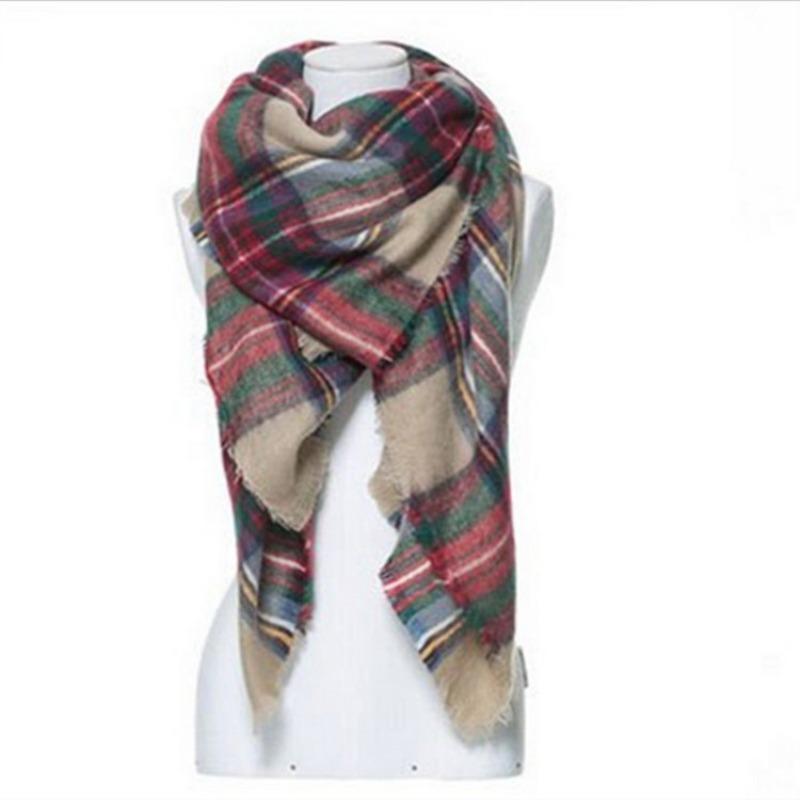 The Same Colorful Plaid Imitation Cashmere Large Square Scarf, a Women's Trend Scarf