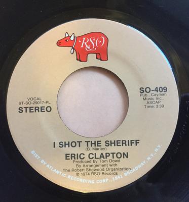 7-дюймовая пластинка ERIC CLAPTON - I Shot The Sheriff / Give Me Streng SO409 RSO 1974 US Рок Б/У