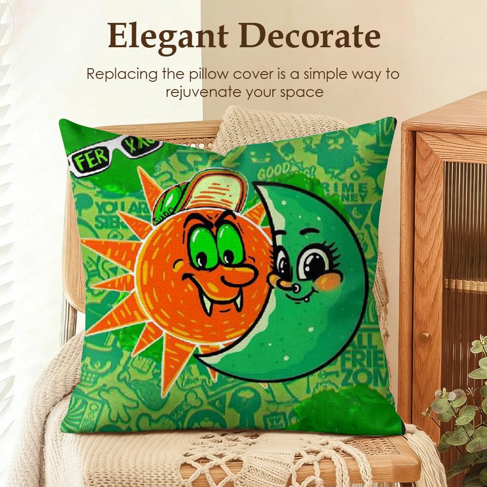 FFeid Luna Rapper Pattern Cushion Cover Natural Linen Organic Fabric DoubleSided Printing Sofa Home Decor Gift Pillow Case