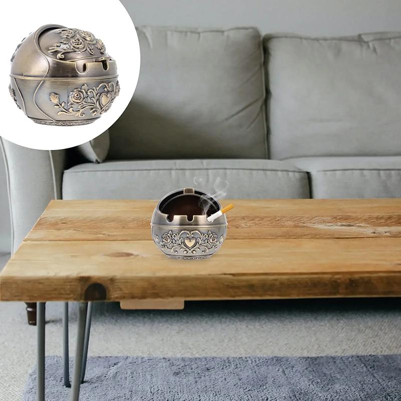 Personalized Ashtray with Lid Creative R Anti-fall Windproof Ashtray Home Living Room Tea Room Table Decoration Birthday Gift