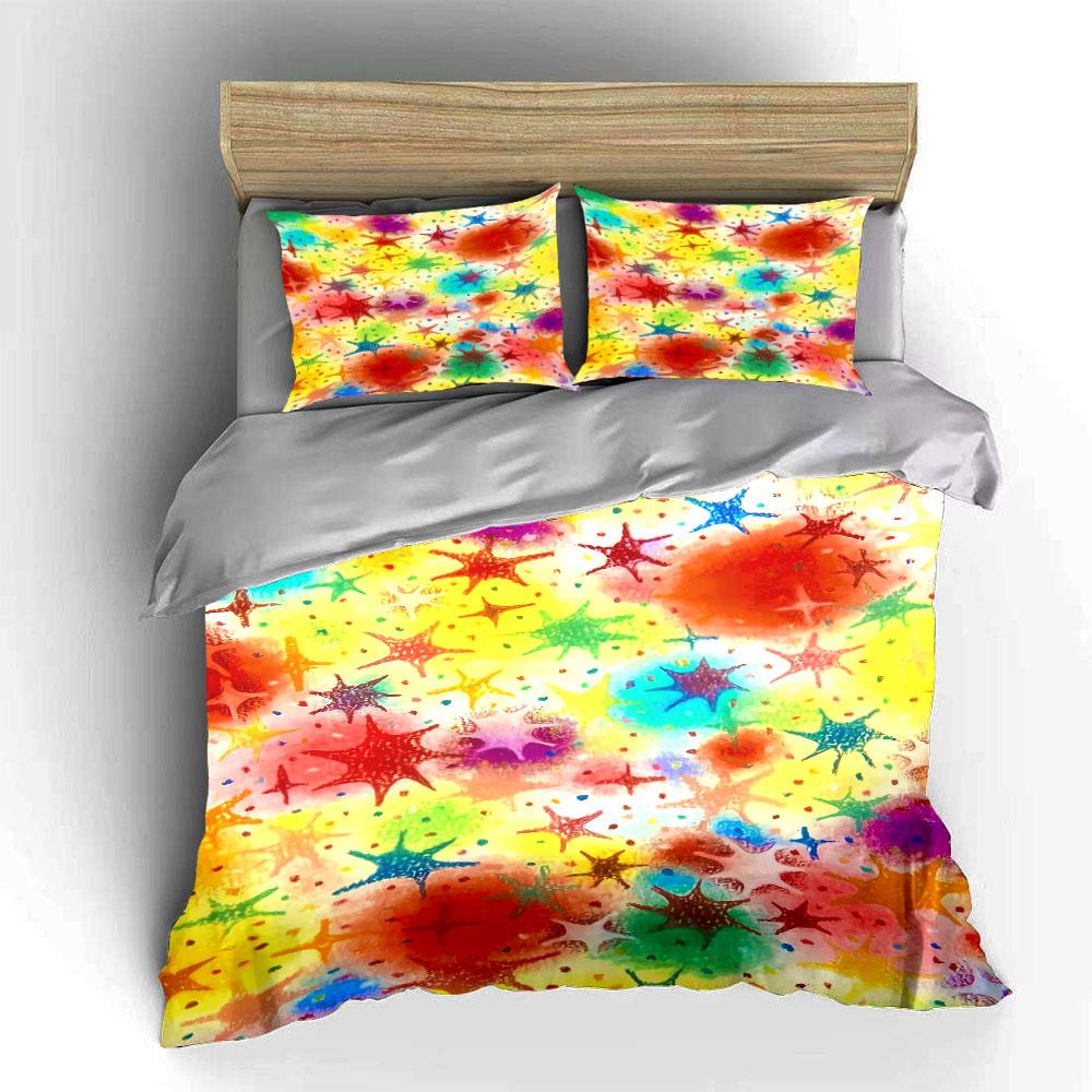Colorful star-shaped splatter. Bedding sets Duvet cover sets Duvet covers Pillowcases(1 * Duvet Cover 2 * Pillowcases without duvet insert)