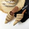 Straw Sandals Outer Wear 2025 Summer New One-pedal Breathable Half Slippers Woven Bag Head Slippers Fashionable and Versatile