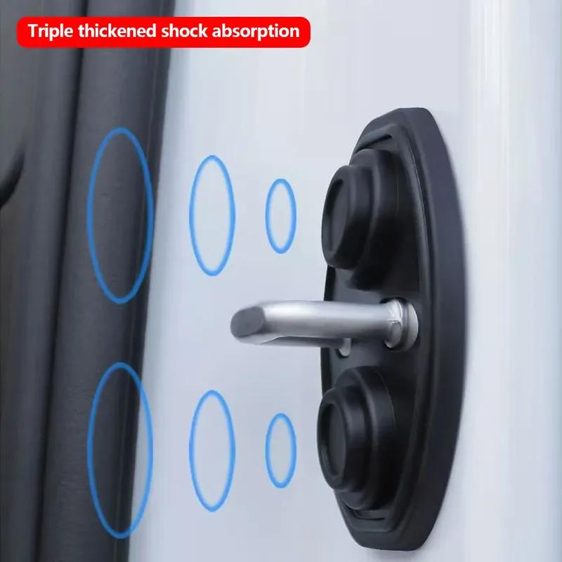 4Pcs Car Door Lock Buffer Shock Absorber Damping Seal Quiet Striker Rattling Soundproof Insulation Door Lock Covers