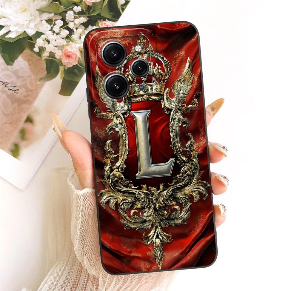 Чехол для Redmi 12 Силиконовый Роскошный Модный Буквы от A до Z 2D Расписной Чехол для Телефона 23053RN02A 23053RN02Y 23077RABDC